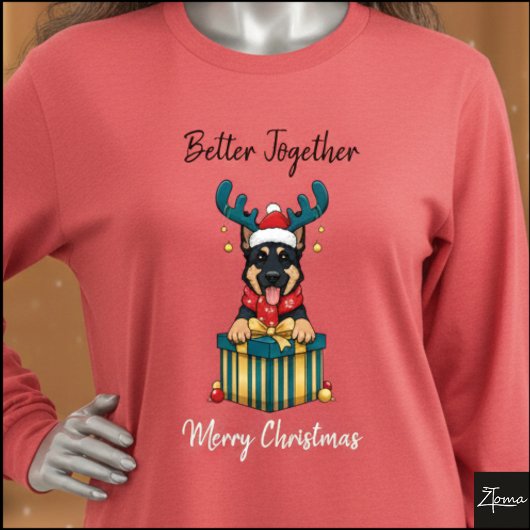Christmas German Shepherd Reindeer Gift Graphic トライブレンドＴシャツ