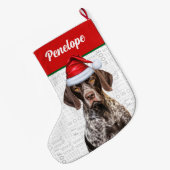 Christmas German Shorthair Pointer with Name Woof ラージクリスマスストッキング (裏面 (吊り時))
