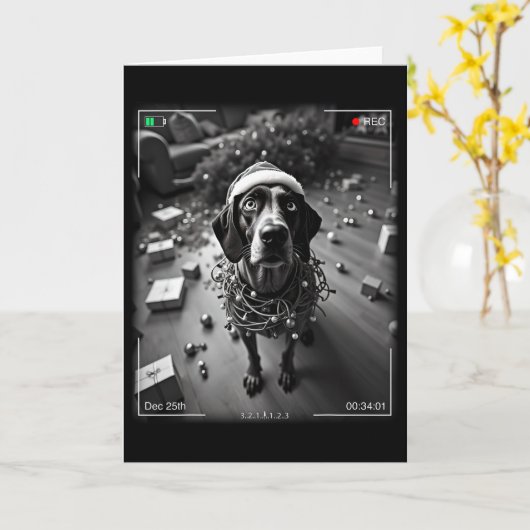 Christmas German Shorthaired Pointer Caught On Cam カード (黄色い花)