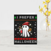 Christmas Ghost I Prefer Halloween Ugly Xmas Men W カード (黄色い花)
