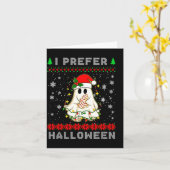 Christmas Ghost I Prefer Halloween Ugly Xmas Men W カード (黄色い花)