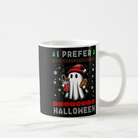 Christmas Ghost I Prefer Halloween Ugly Xmas Men W コーヒーマグカップ (右)
