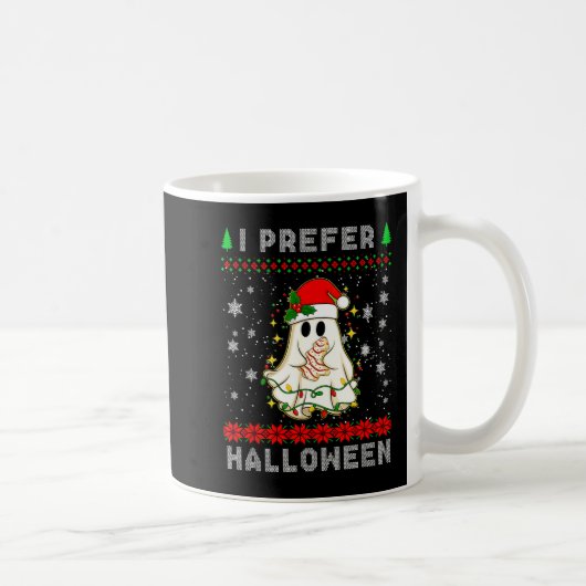 Christmas Ghost I Prefer Halloween Ugly Xmas Men W コーヒーマグカップ (右)