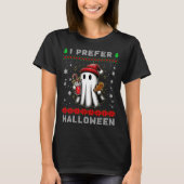 Christmas Ghost I Prefer Halloween Ugly Xmas Men W Tシャツ (正面)