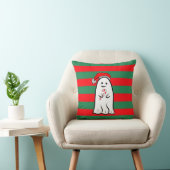 Christmas Ghost on Red and Green Stripes クッション (椅子)