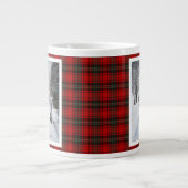 Christmas Gift 2 Photo Trendy Red Plaid Rustic ジャンボコーヒーマグカップ (正面)