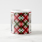 Christmas Gift 2 Photo Trendy Red Plaid Rustic ジャンボコーヒーマグカップ (正面)