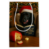 Christmas gift bag Christmas black Working Cocker ミディアムペーパーバッグ (正面)