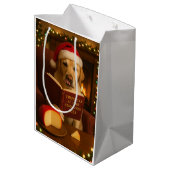 Christmas gift bag Christmas ft. a yellow labrador ミディアムペーパーバッグ (裏面アングル)