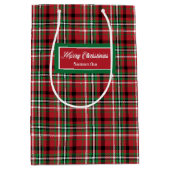 Christmas Gift Bag Ideas Red Green Holiday Plaid  ミディアムペーパーバッグ (正面)