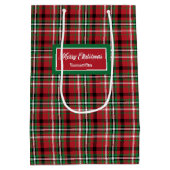 Christmas Gift Bag Ideas Red Green Holiday Plaid  ミディアムペーパーバッグ (裏面)