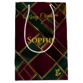 Christmas Gift Bag Luxury Geometric Gold Pattern ミディアムペーパーバッグ (正面)