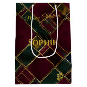 Christmas Gift Bag Luxury Geometric Gold Pattern ミディアムペーパーバッグ (裏面)