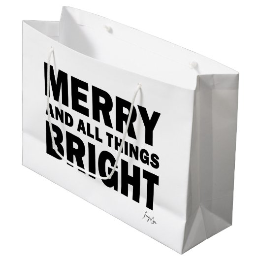 Christmas Gift Bag | Merry & All Things Bright ラージペーパーバッグ (正面アングル)