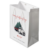 Christmas Gift Bag | Truck Holiday Present Bags ミディアムペーパーバッグ (正面アングル)