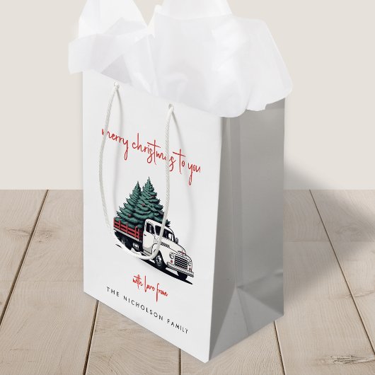 Christmas Gift Bag | Truck Holiday Present Bags ミディアムペーパーバッグ