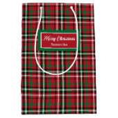Christmas Gift Bags Red Green Plaid Holiday Accent ミディアムペーパーバッグ (正面)