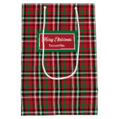 Christmas Gift Bags Red Green Plaid Holiday Accent ミディアムペーパーバッグ (裏面)