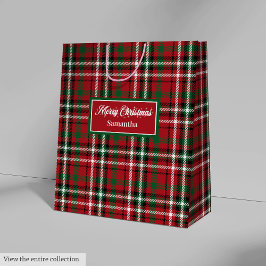 Christmas Gift Bags Red Green Plaid Holiday Accent ミディアムペーパーバッグ