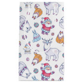 Christmas Gift Bags with Santa & Holiday Animals スモールペーパーバッグ (正面)