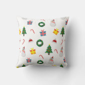 Christmas Gift – Cute Holiday Pattern with Snowman クッション (裏面)