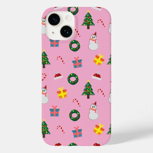 Christmas Gift – Cute Holiday Pattern with Snowman Case-Mate iPhoneケース (裏面)