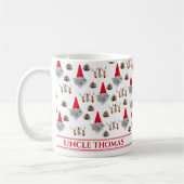 Christmas Gift For Uncle, Gnome & Reindeer Pattern コーヒーマグカップ (左)