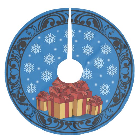 Christmas Gift Glow ブラッシュドポリエステルツリースカート (正面)