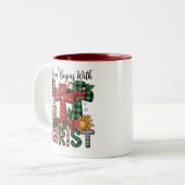 Christmas Gift Merry Xmas Plaid Religious Cross  ツートーンマグカップ (正面左)