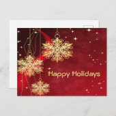 Christmas Gift Red Golden Snowflakes Holidays ポストカード (正面/裏面)