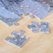 Christmas Gift Winter White Snowman Blue Rustic ジグソーパズル (側面)