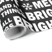 Christmas Gift Wrap | Merry and Bright Black White ラッピングペーパー (ロールコーナー)