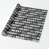 Christmas Gift Wrap | Merry and Bright Black White ラッピングペーパー (アンロールド)