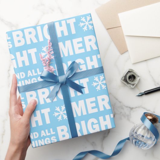 Christmas Gift Wrap | Merry and Bright Blue White ラッピングペーパー (ギフト)