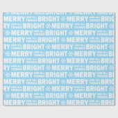Christmas Gift Wrap | Merry and Bright Blue White ラッピングペーパー (フラット)