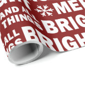 Christmas Gift Wrap | Merry and Bright Dark Red ラッピングペーパー (ロールコーナー)