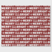 Christmas Gift Wrap | Merry and Bright Dark Red ラッピングペーパー (フラット)