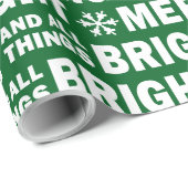 Christmas Gift Wrap | Merry and Bright Green White ラッピングペーパー (ロールコーナー)