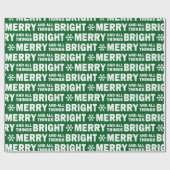 Christmas Gift Wrap | Merry and Bright Green White ラッピングペーパー (フラット)