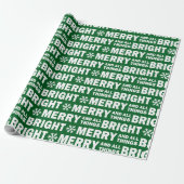 Christmas Gift Wrap | Merry and Bright Green White ラッピングペーパー (アンロールド)