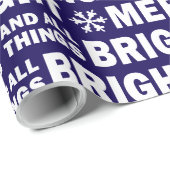 Christmas Gift Wrap | Merry and Bright Navy White ラッピングペーパー (ロールコーナー)