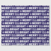 Christmas Gift Wrap | Merry and Bright Navy White ラッピングペーパー (フラット)