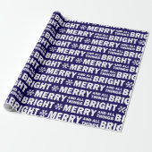 Christmas Gift Wrap | Merry and Bright Navy White ラッピングペーパー (アンロールド)