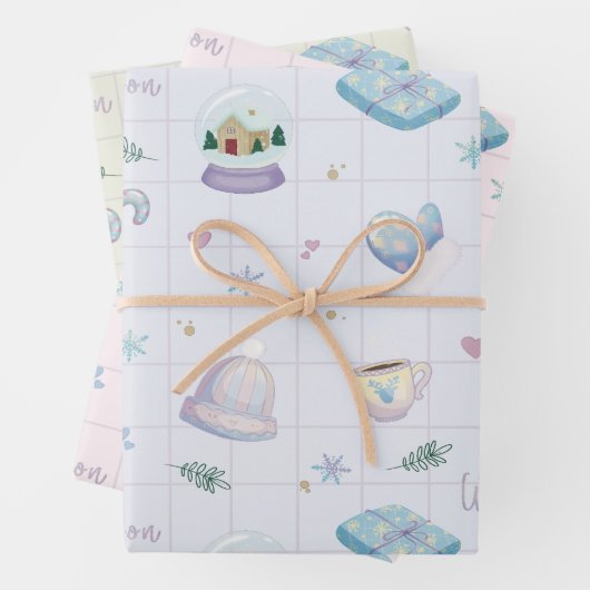 Christmas Gift Wrap with Festive Holiday Patterns  ラッピングペーパーシート (インサイチュ)