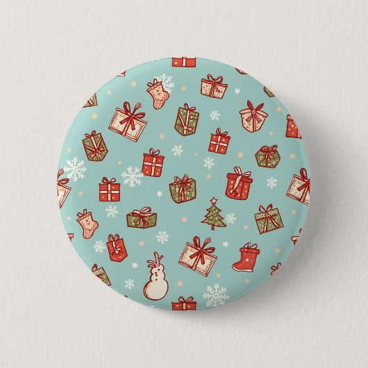Christmas Gifts Pattern Buttons 缶バッジ (正面)