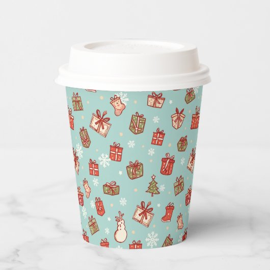 Christmas Gifts Pattern Paper Cups 紙コップ (左)