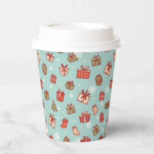 Christmas Gifts Pattern Paper Cups 紙コップ (正面)