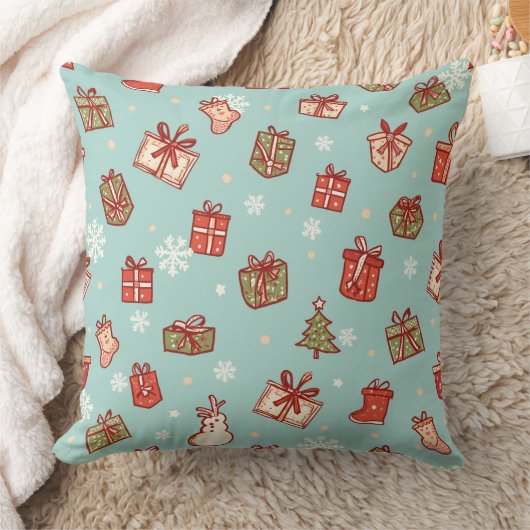 Christmas Gifts Pattern Throw Pillows クッション (ブランケット)