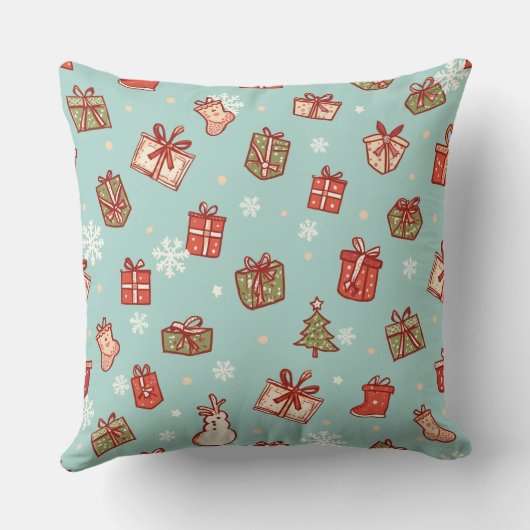 Christmas Gifts Pattern Throw Pillows クッション (裏面)