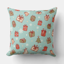 Christmas Gifts Pattern Throw Pillows クッション